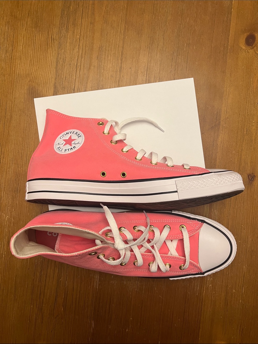 Converse Chuck Taylor All Star High Top Pink Gold Eyelets High Top Sneakers